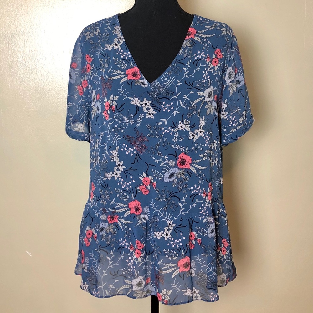Indigo blue beautiful floral Cato blouse